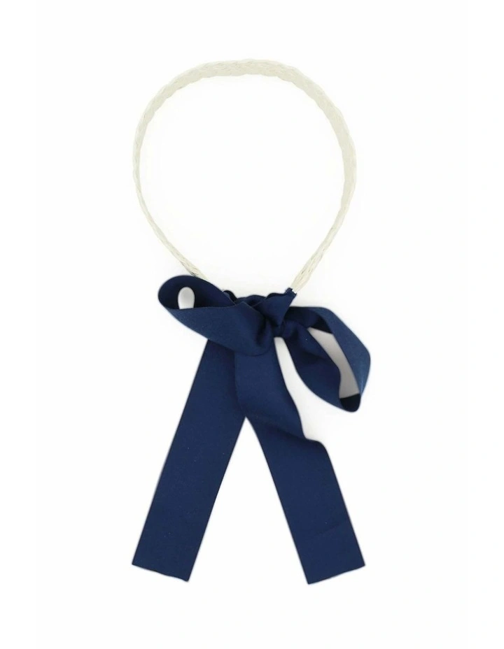 Joyce Headband in White & Navy image 1