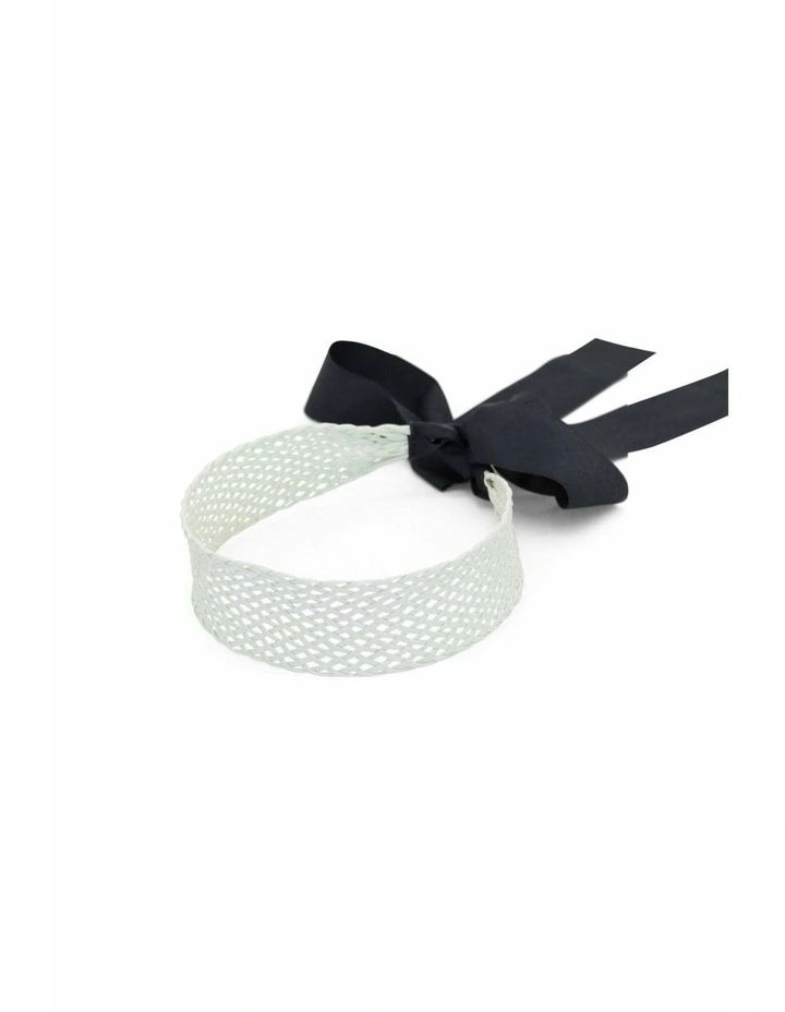 Joyce Headband in White & Navy image 2