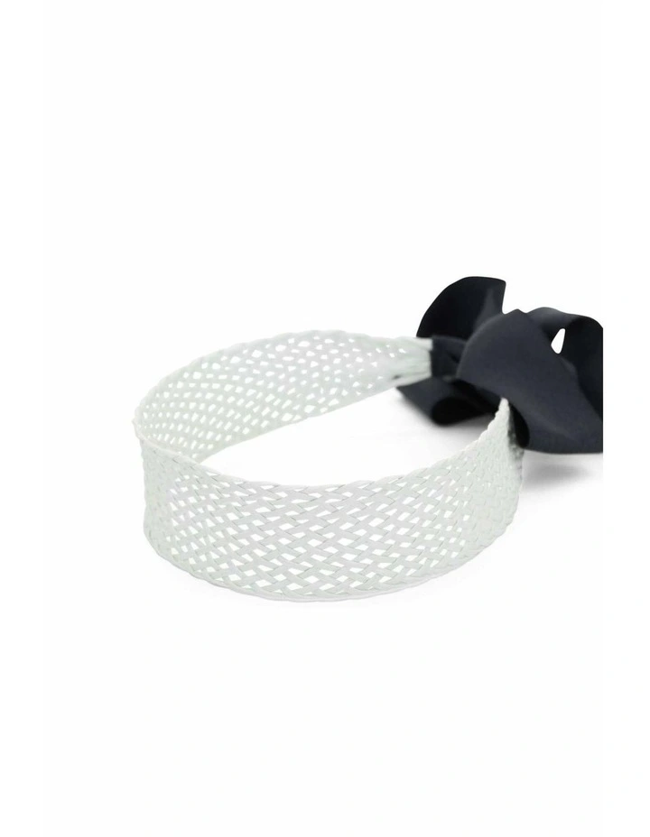 Joyce Headband in White & Navy image 3