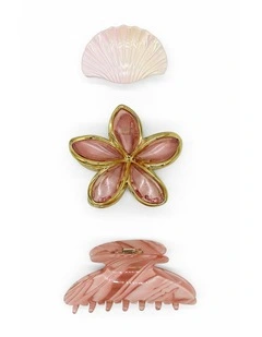 Merliah Hair Claw Set of 3 in Pink