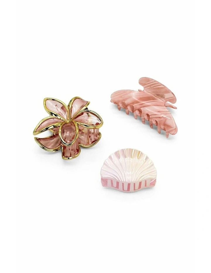 Merliah Hair Claw Set of 3 in Pink image 3