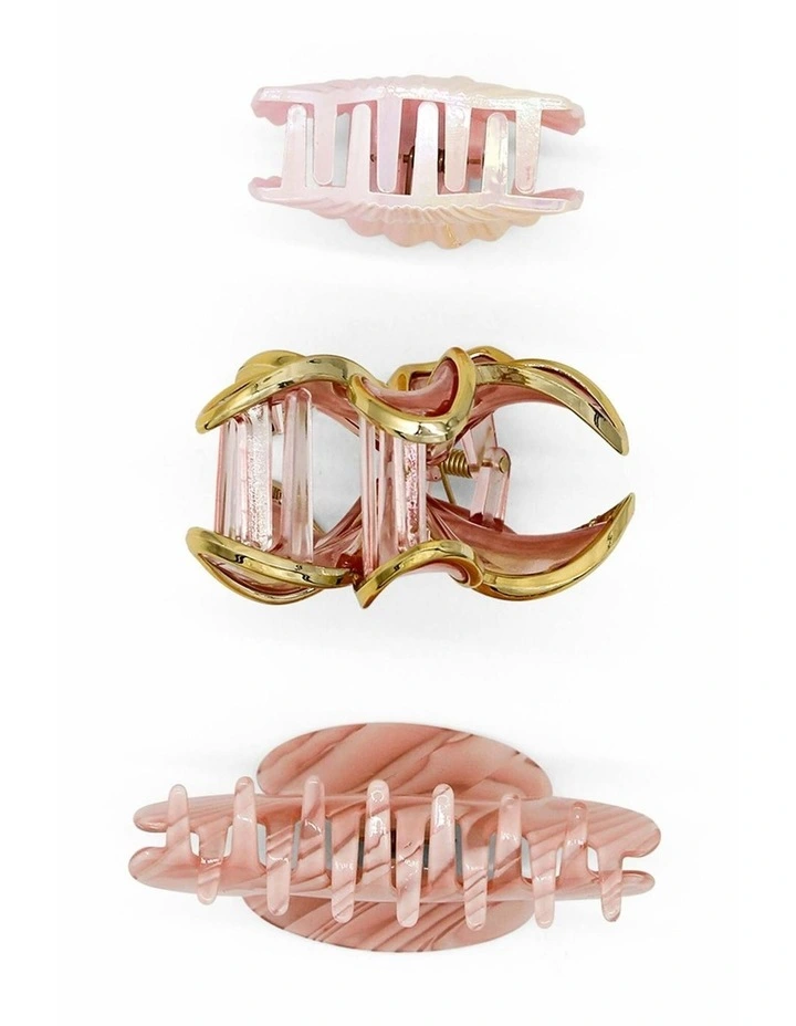 Merliah Hair Claw Set of 3 in Pink image 6