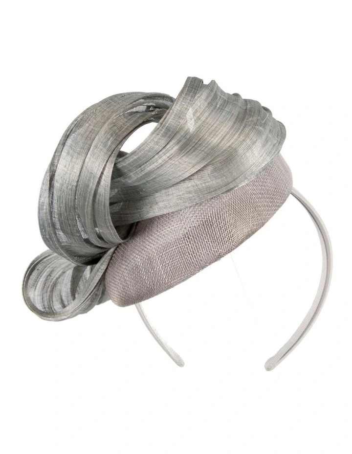 Silver pillbox fascinator with silk abaca bow by Fillies Collection S307S image 6