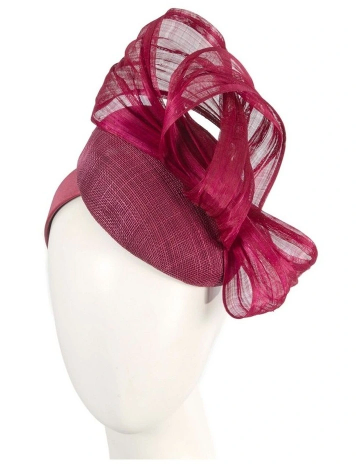 Fillies Collection Wine Pillbox Fascinator with Silk Abaca Bow S307W image 2