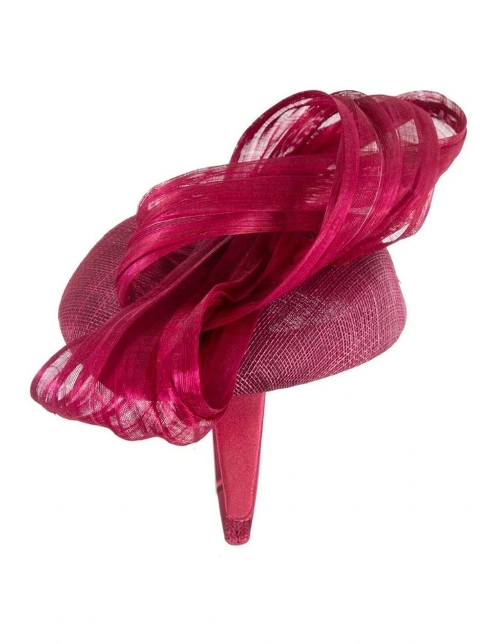 Fillies Collection Wine Pillbox Fascinator with Silk Abaca Bow S307W image 3
