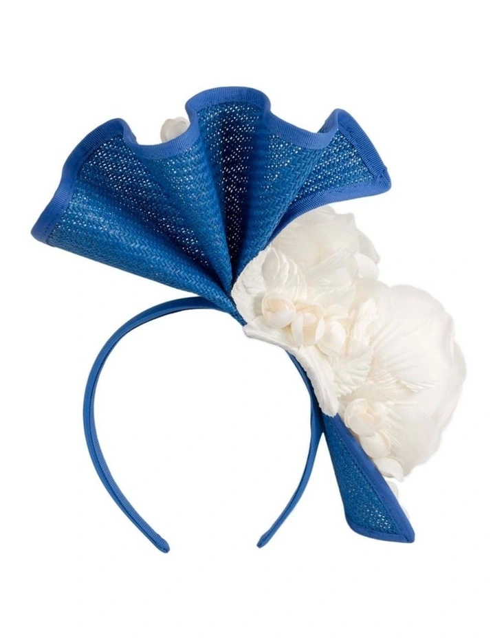 Fillies Collection navy and blue racing fascinator with cream flower S315RBC image 4