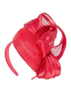 Fillies Collection red pillbox fascinator with silk abaca bow S307R