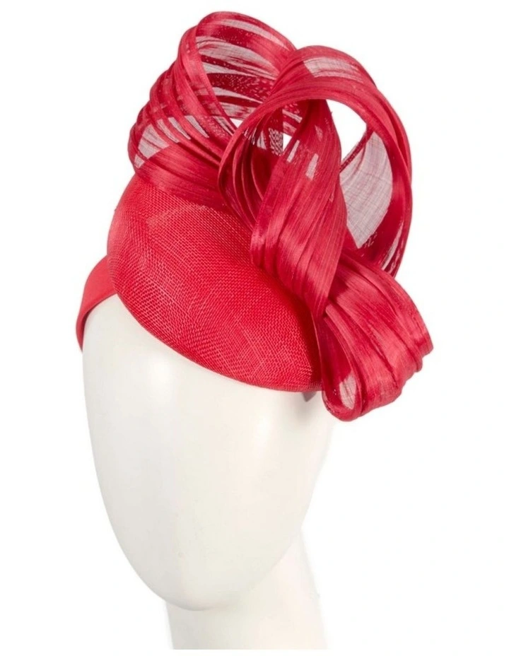 Fillies Collection red pillbox fascinator with silk abaca bow S307R image 2