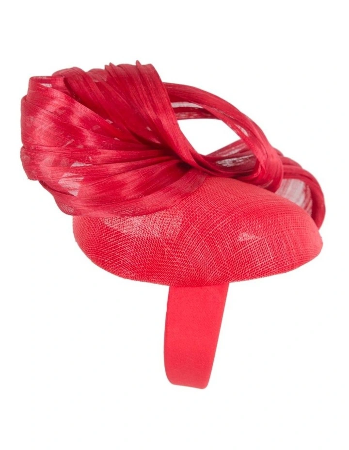 Fillies Collection red pillbox fascinator with silk abaca bow S307R image 4