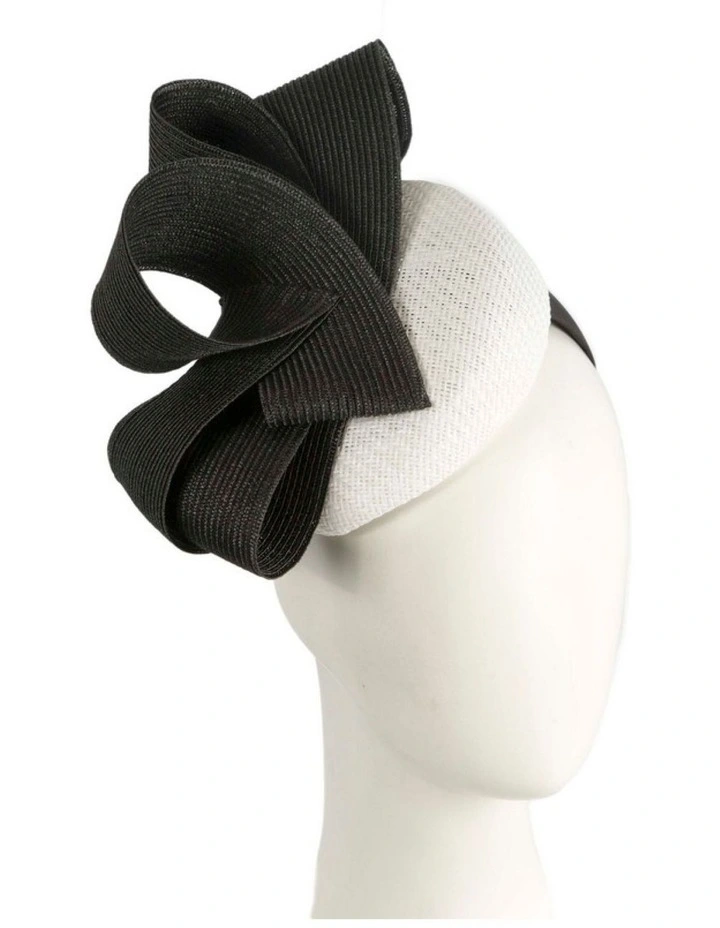 White & Black pillbox fascinator by Fillies Collection S286WB image 2