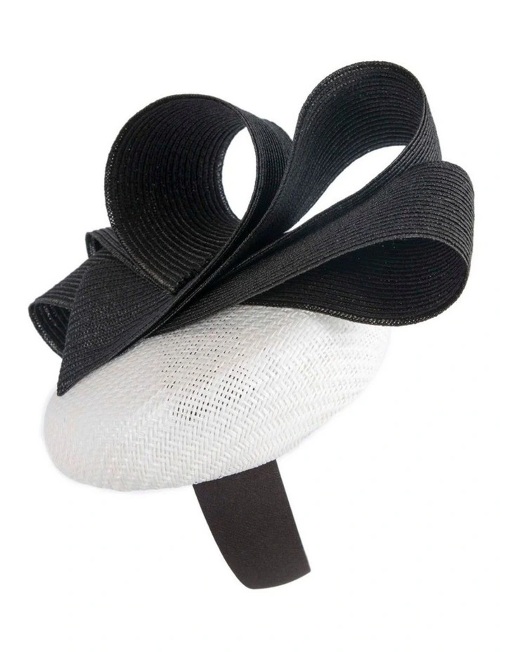 White & Black pillbox fascinator by Fillies Collection S286WB image 4