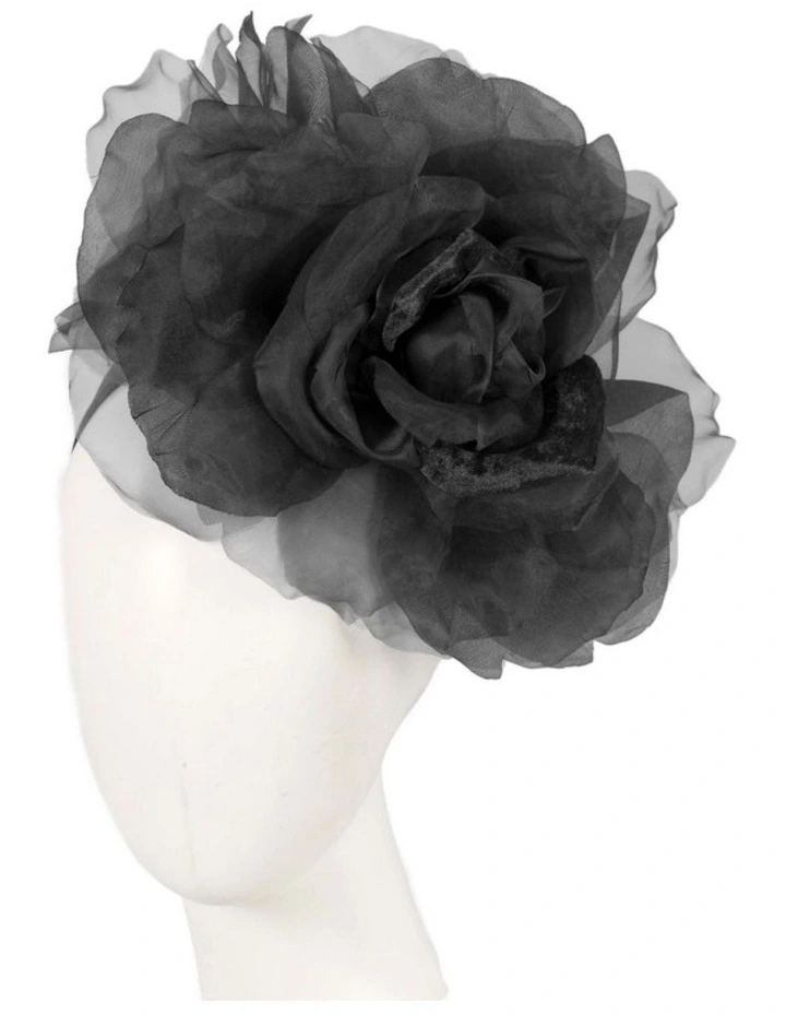 Fillies Collection large black silk flower fascinator S260B image 2
