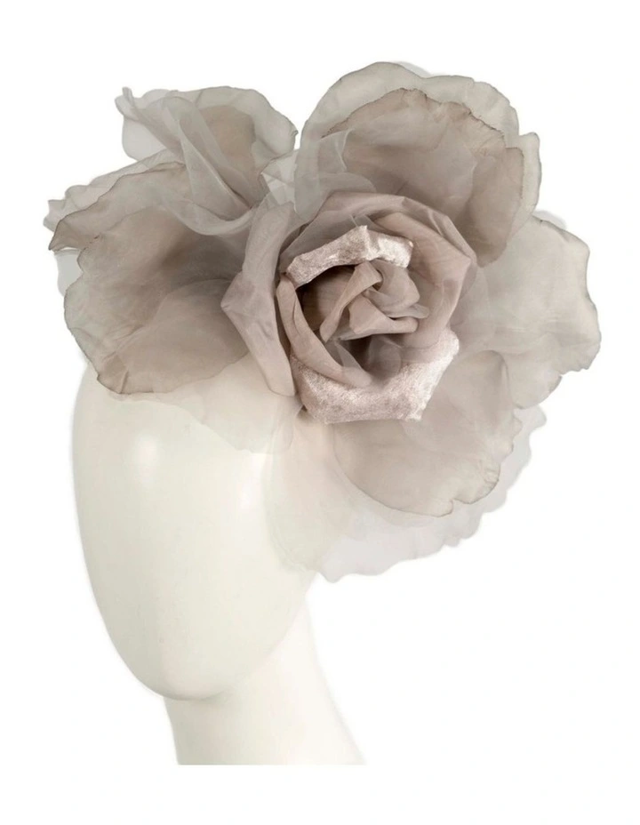Fillies Collection Large Silver-Grey Silk Flower Fascinator S260GRY image 2
