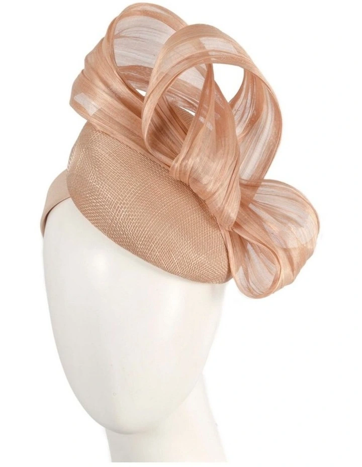 Fillies Collection nude pillbox fascinator with silk abaca bow S307NU image 2