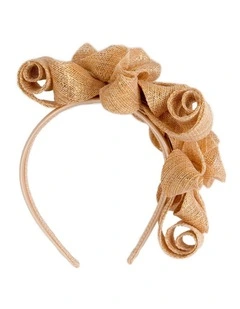 Max Alexander MA914GLD gold curly sinamay fascinator