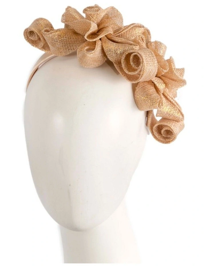 Max Alexander MA914GLD gold curly sinamay fascinator image 2