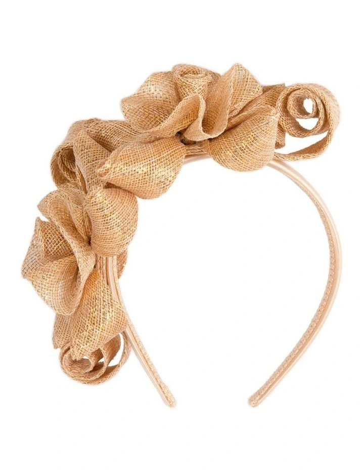 Max Alexander MA914GLD gold curly sinamay fascinator image 4
