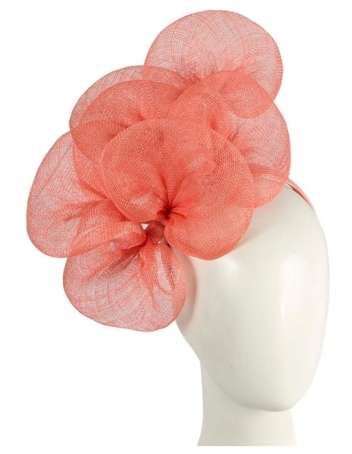 Max Alexander large coral sinamay flower fascinator MA918CR image 2