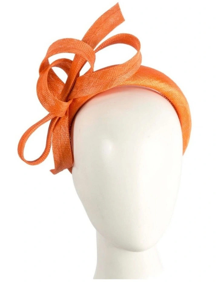 Max Alexander sculpted orange sinamay bow headband MA976OR image 2