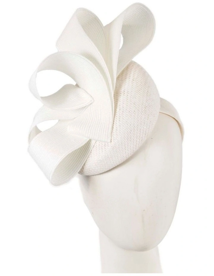 White pillbox fascinator by Fillies Collection S286 S286W image 2