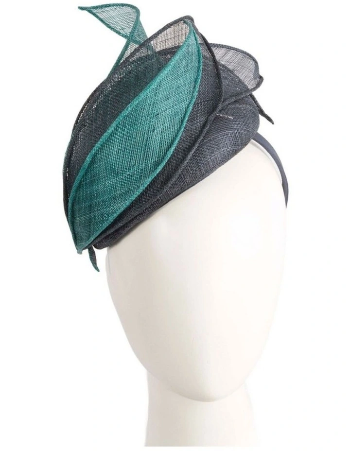 Max Alexander navy and teal sinamay pillbox fascinator MA967NT image 2