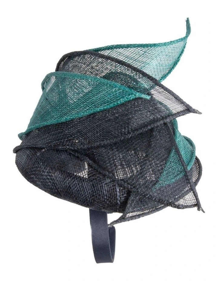 Max Alexander navy and teal sinamay pillbox fascinator MA967NT image 3