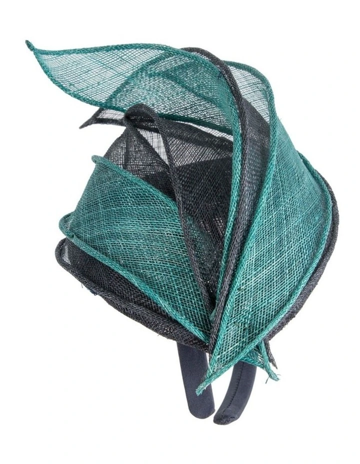 Max Alexander navy and teal sinamay pillbox fascinator MA967NT image 4
