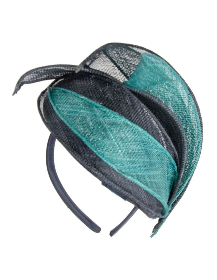 Max Alexander navy and teal sinamay pillbox fascinator MA967NT image 6