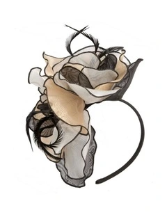 Max Alexander Nude and Black Organza Fascinator MA983NUB