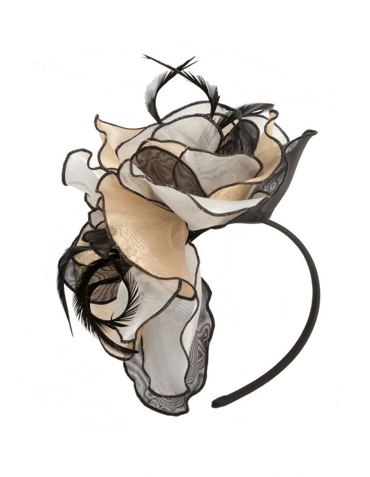 Max Alexander Nude and Black Organza Fascinator MA983NUB image 1