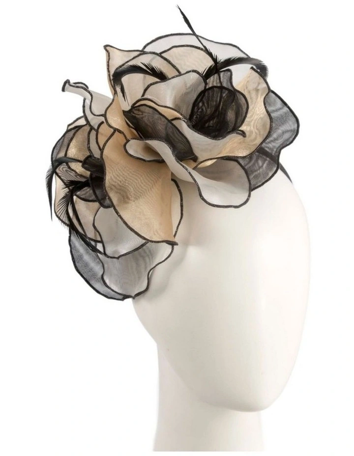 Max Alexander Nude and Black Organza Fascinator MA983NUB image 2