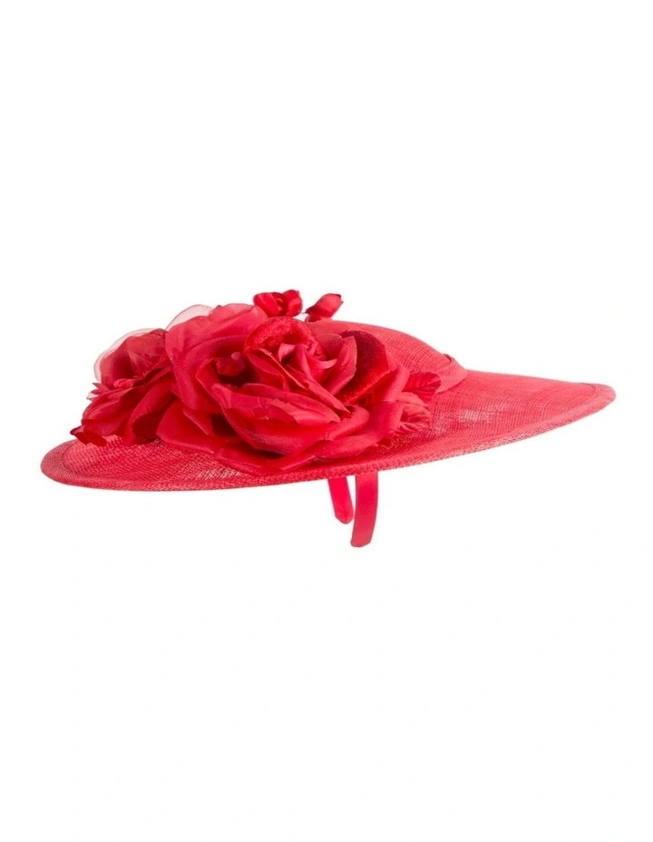 Max Alexander large red sinamay fascinator hatinator with flowers MA959R image 4