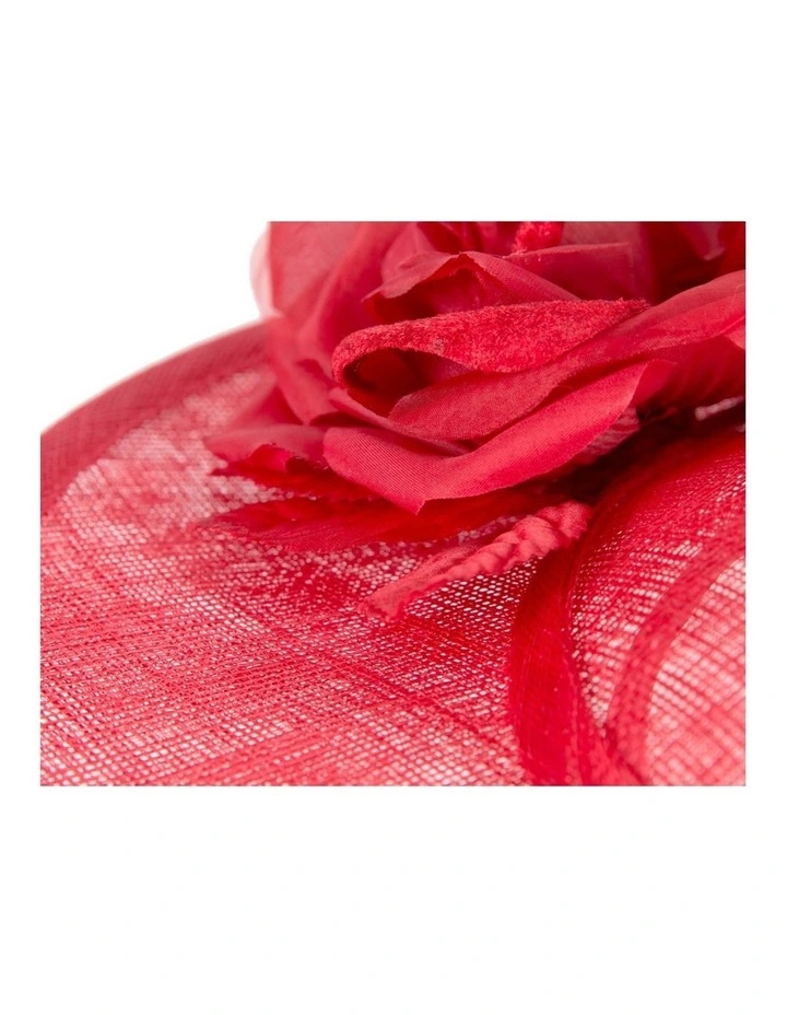 Max Alexander large red sinamay fascinator hatinator with flowers MA959R image 5