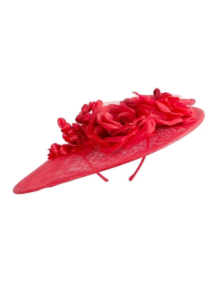 Max Alexander large red sinamay fascinator hatinator with flowers MA959R image 6