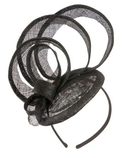 Max Alexander sculpted black sinamay fascinator MA968B