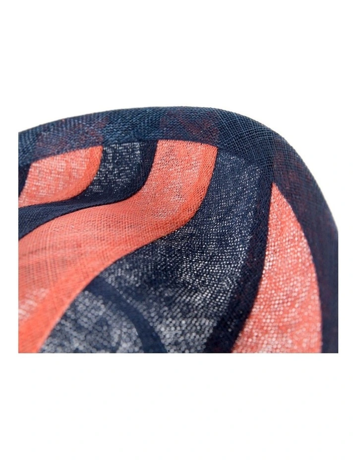 Max Alexander navy and coral sinamay stripe racing fascinator MA908NC image 3