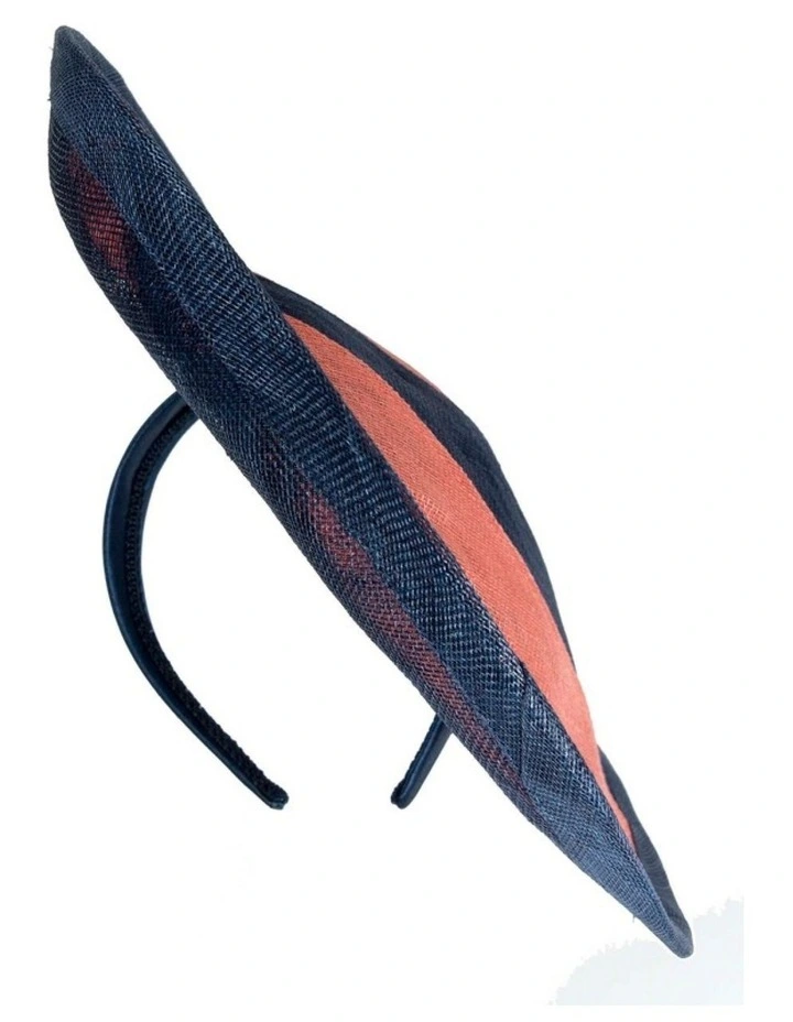 Max Alexander navy and coral sinamay stripe racing fascinator MA908NC image 4