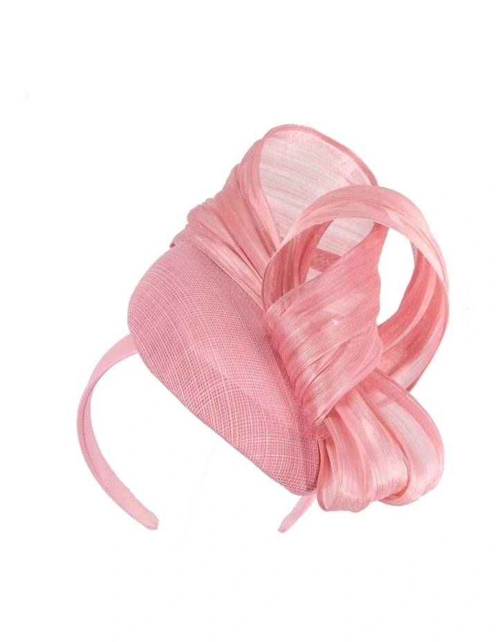 Dusty pink pillbox fascinator with silk abaca bow by Fillies Collection S307DP image 1