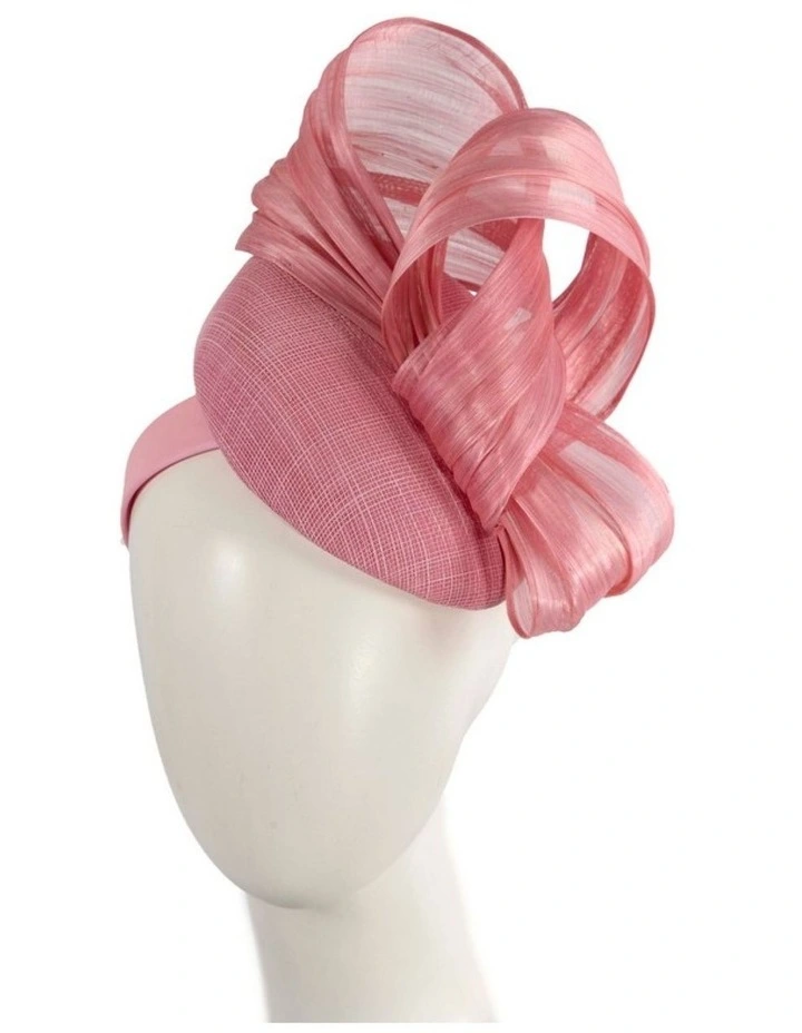 Dusty pink pillbox fascinator with silk abaca bow by Fillies Collection S307DP image 2