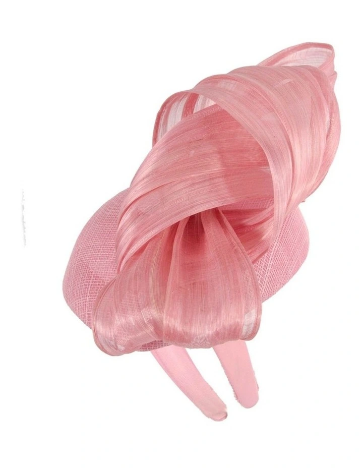 Dusty pink pillbox fascinator with silk abaca bow by Fillies Collection S307DP image 3