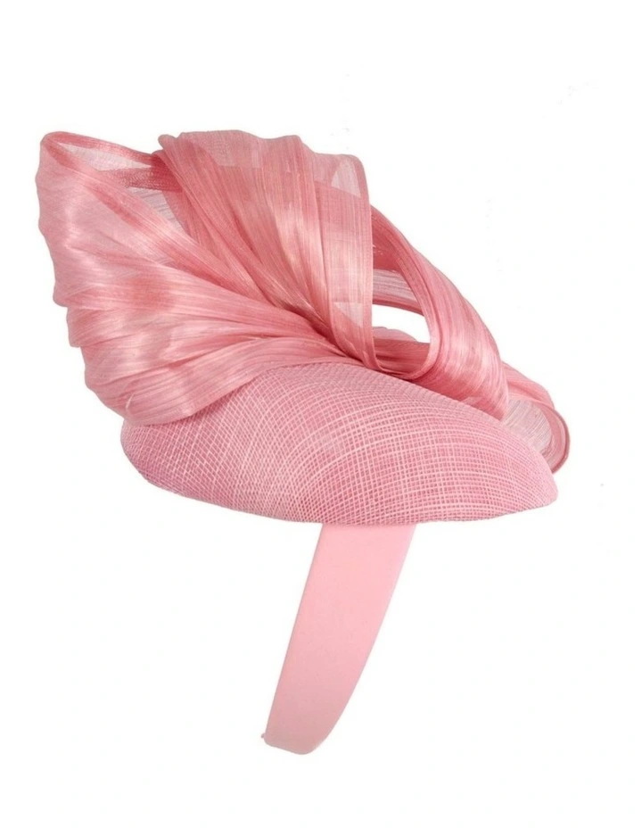 Dusty pink pillbox fascinator with silk abaca bow by Fillies Collection S307DP image 4