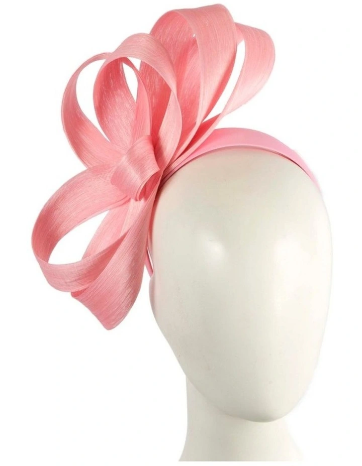 Pink silk abaca loops racing fascinator by Fillies Collection S344PI image 2