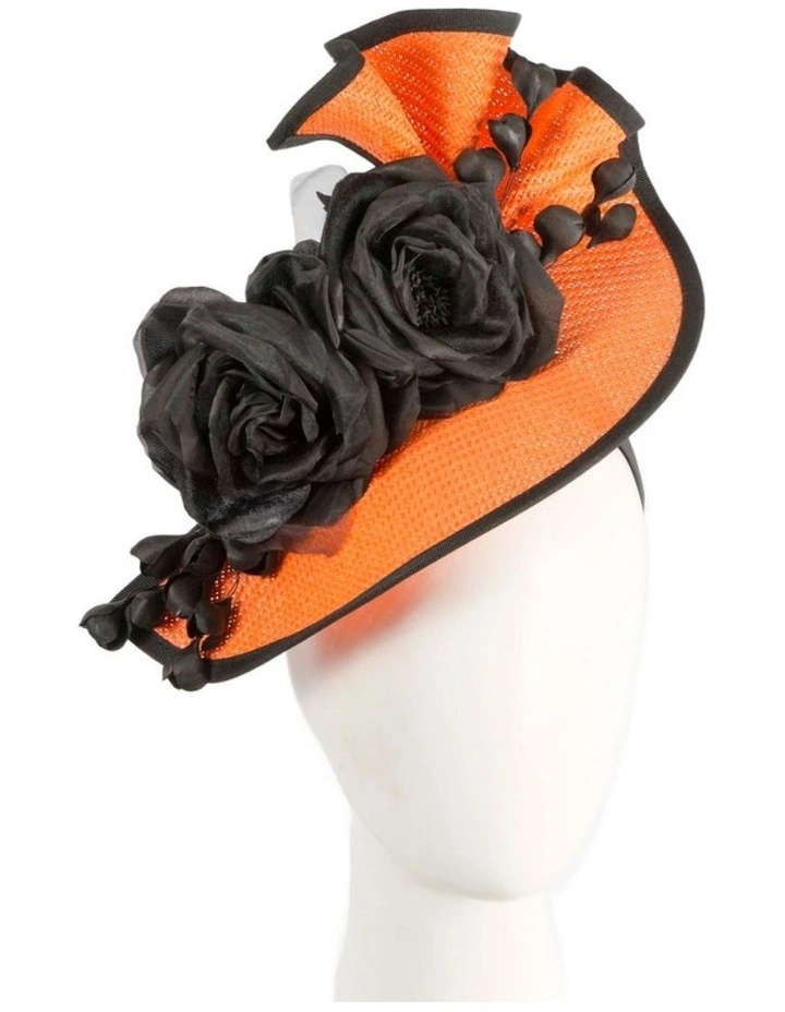 Fillies Collection orange and black racing fascinator S315ORB image 2