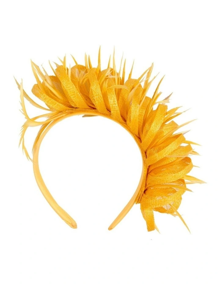 Max Alexander yellow sinamay fascinator with feathers MA945Y image 1