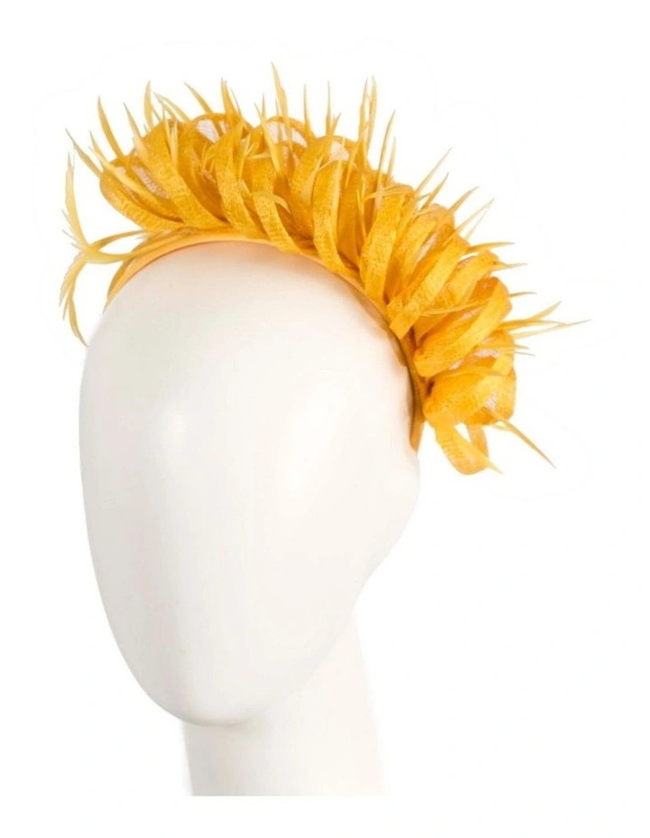 Max Alexander yellow sinamay fascinator with feathers MA945Y image 2