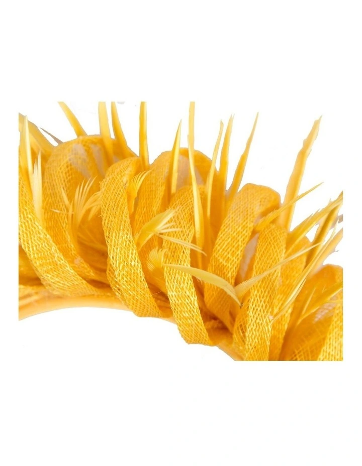 Max Alexander yellow sinamay fascinator with feathers MA945Y image 3