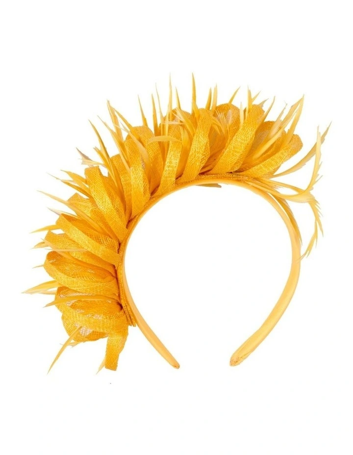 Max Alexander yellow sinamay fascinator with feathers MA945Y image 4