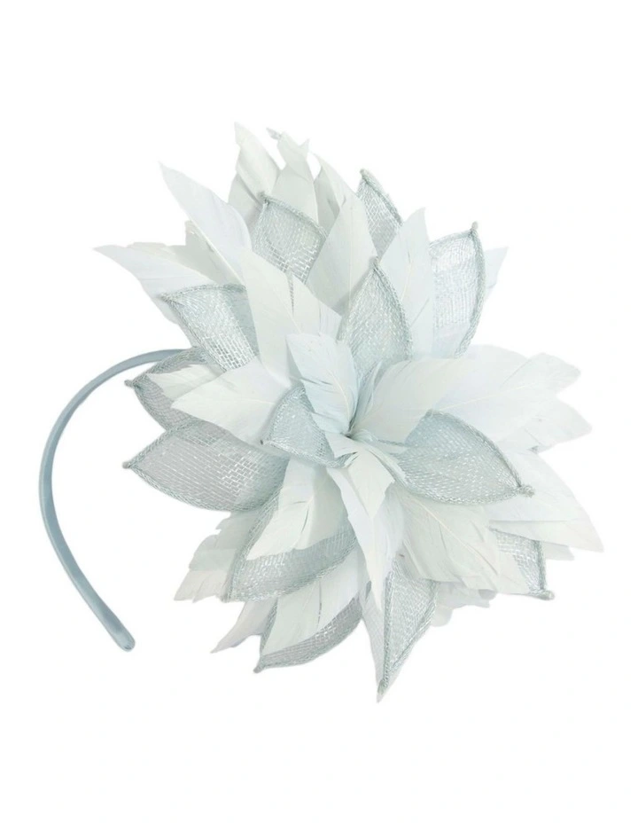 Max Alexander light blue feather and sinamay flower fascinator MA937LBL image 1