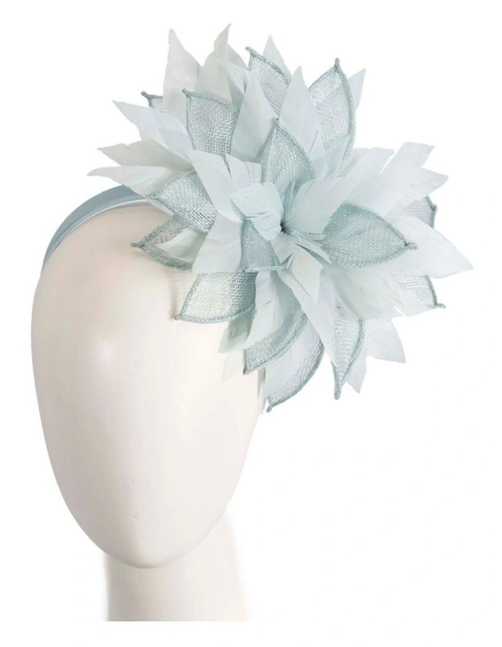Max Alexander light blue feather and sinamay flower fascinator MA937LBL image 2