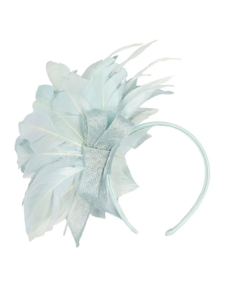 Max Alexander light blue feather and sinamay flower fascinator MA937LBL image 4
